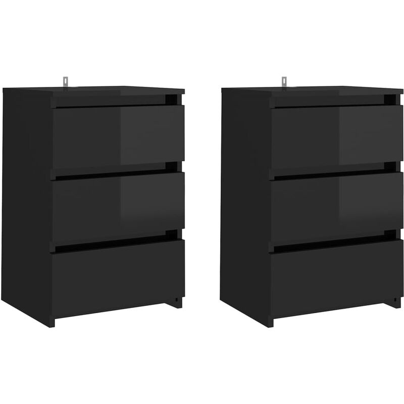 

Mesitas de noche 2 uds aglomerado negro brillante 40x35x62,5 cm - Negro - Youthup