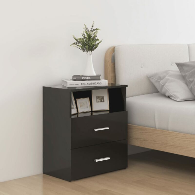 

Mesitas de noche 2 unidades blanco alto brillo 50x32x60 cm - Negro - Youthup