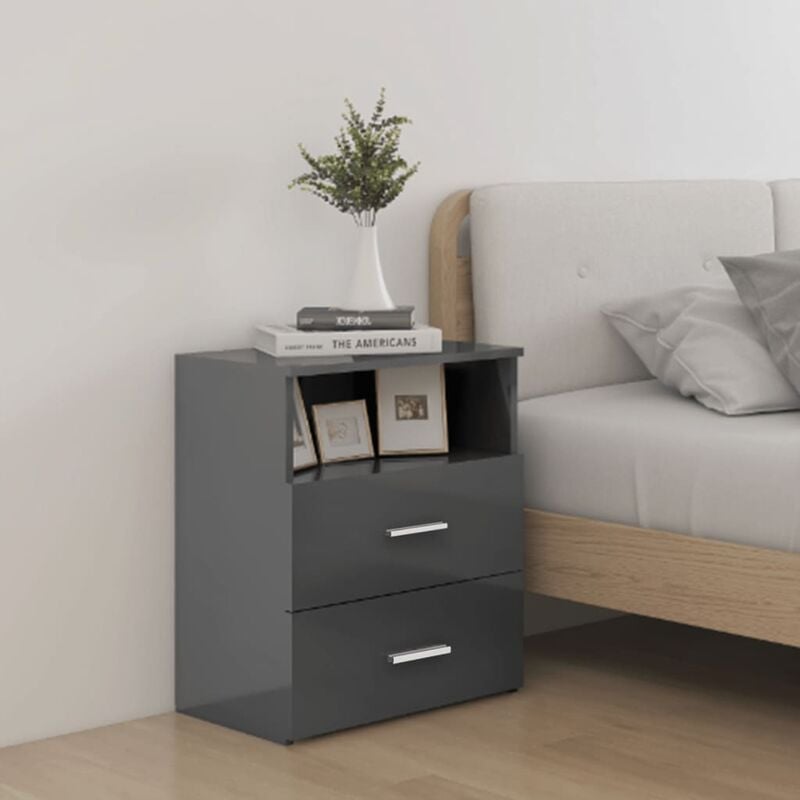 

Mesitas de noche 2 unidades gris con brillo 50x32x60 cm - Gris - Youthup