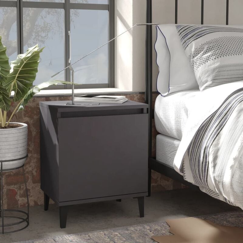 

Mesitas de noche con patas de metal 2 uds gris 40x30x50 cm - Gris - Youthup