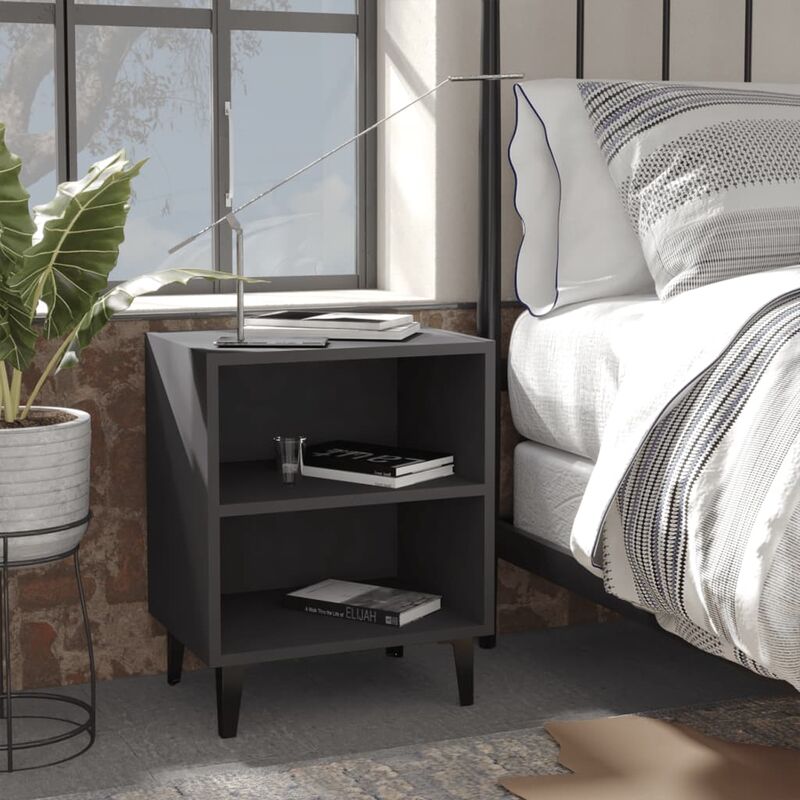 

Mesitas de noche con patas de metal 2 uds gris 40x30x50 cm - Gris - Youthup