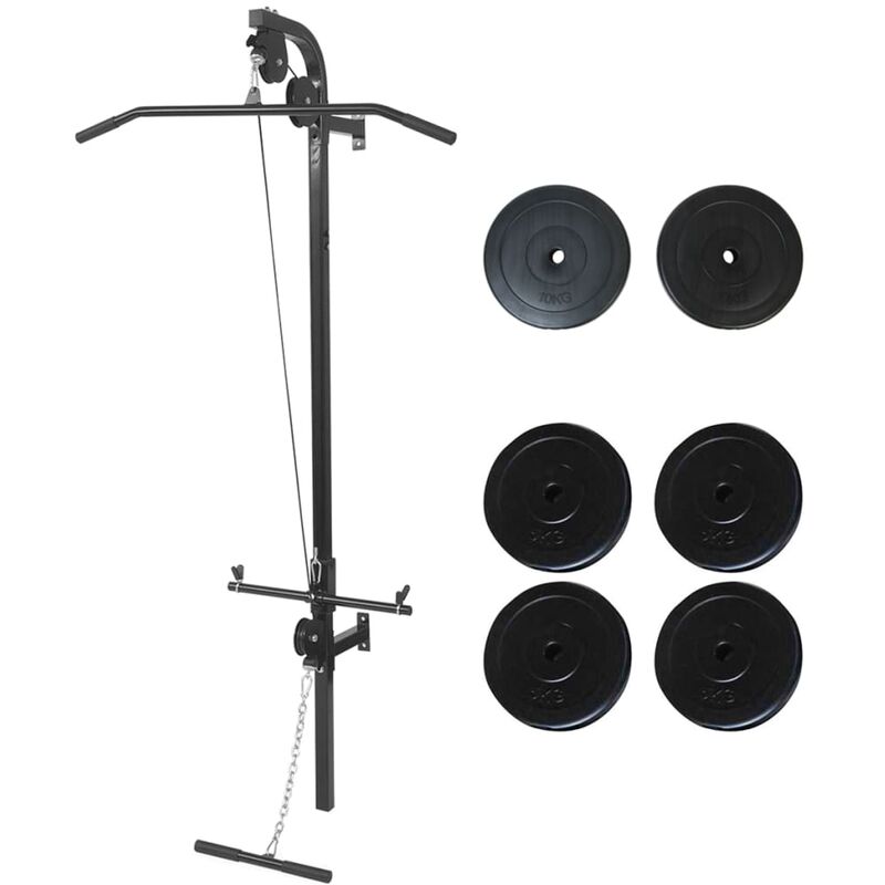 

Máquina de musculación de pared con discos de peso 40 kg - Negro - Youthup