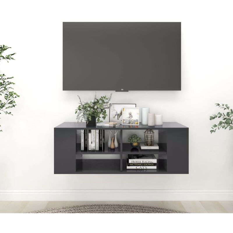 

Mueble de pared para TV aglomerado gris 102x35x35 cm - Gris - Youthup