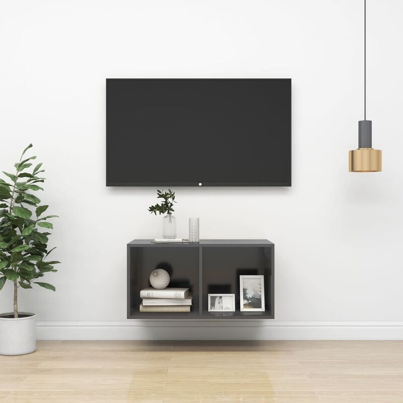 

Mueble de pared para TV aglomerado gris 37x37x72 cm - Gris - Youthup