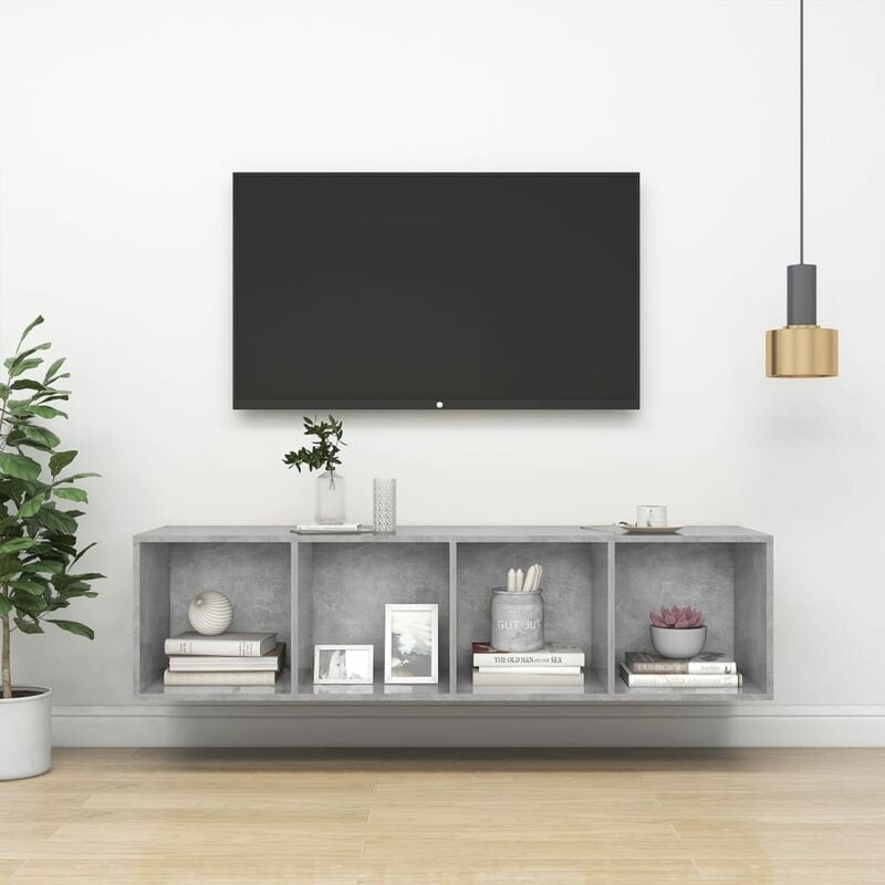 

Mueble de pared para TV aglomerado gris hormigón 37x37x142,5 cm - Gris - Youthup