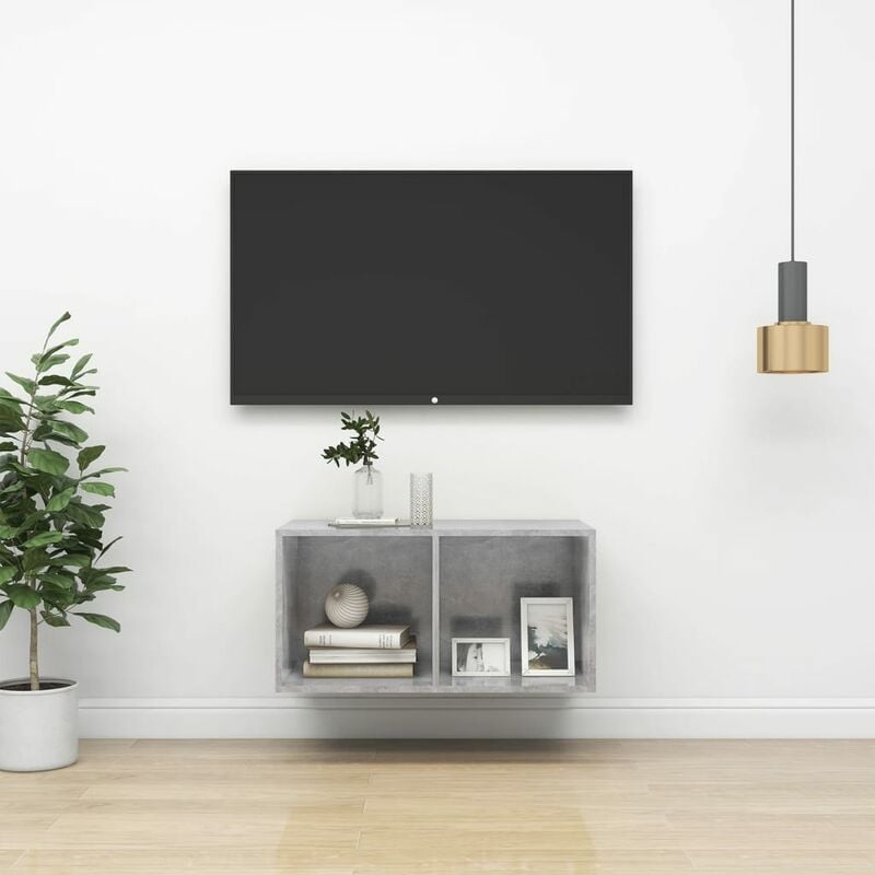 

YOUTHUP Mueble de pared para TV aglomerado gris hormigón 37x37x72 cm - Gris