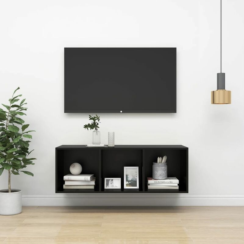 

Mueble de pared para TV aglomerado negro 37x37x107 cm - Negro - Youthup