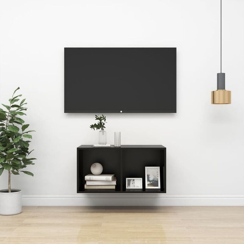 

Mueble de pared para TV aglomerado negro 37x37x72 cm - Negro - Youthup