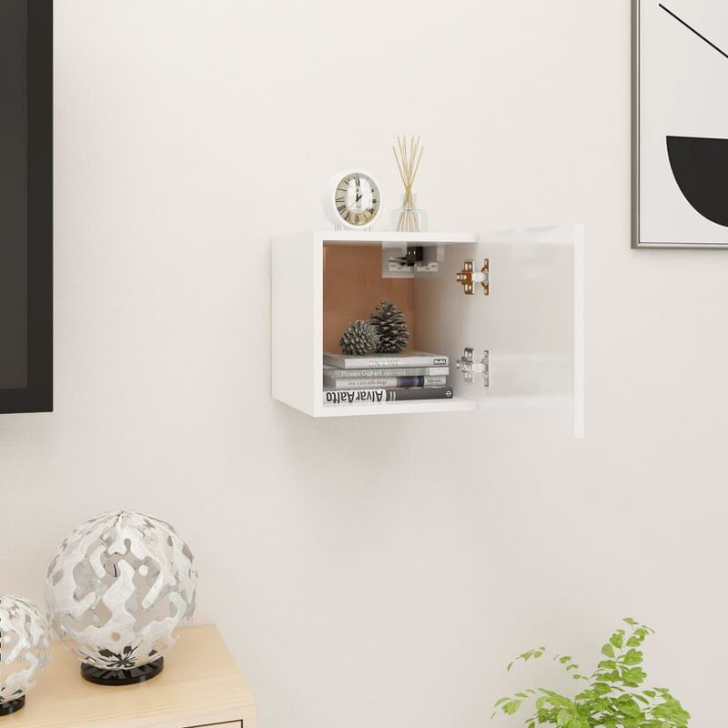 

Mueble de pared para TV blanco con brillo 30,5x30x30 cm - Blanco - Youthup