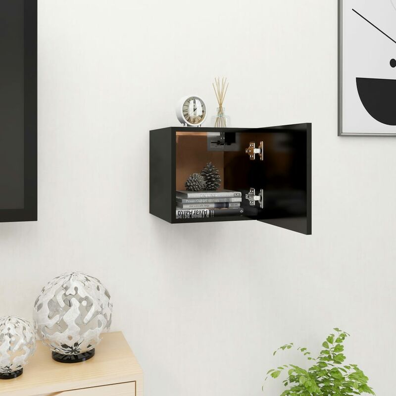 

Youthup - Mueble de pared para TV negro 30,5x30x30 cm - Negro