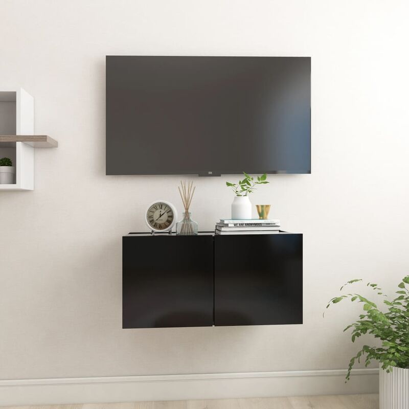 

YOUTHUP Mueble de TV colgante negro 60x30x30 cm - Negro