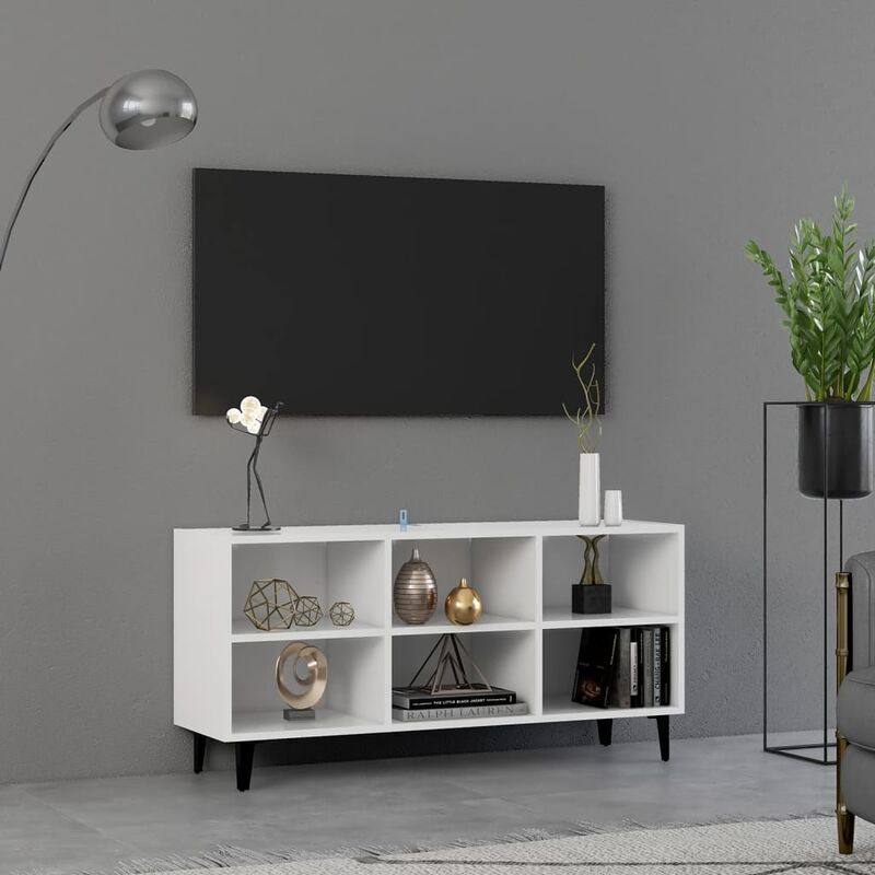 

Mueble de TV con patas de metal blanco 103,5x30x50 cm - Blanco - Youthup