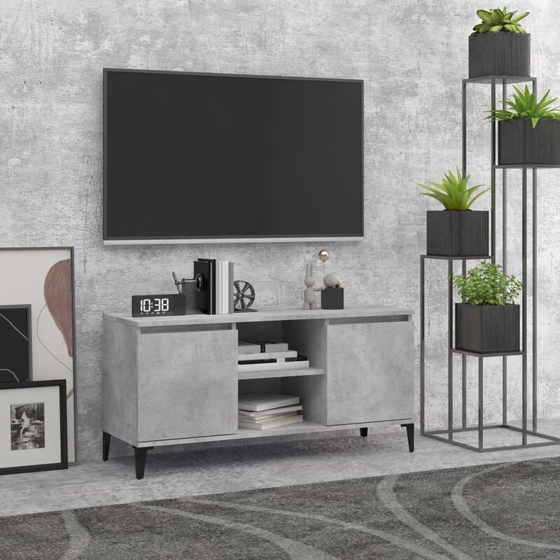 

Mueble de TV con patas de metal gris hormigón 103,5x35x50 cm - Gris - Youthup