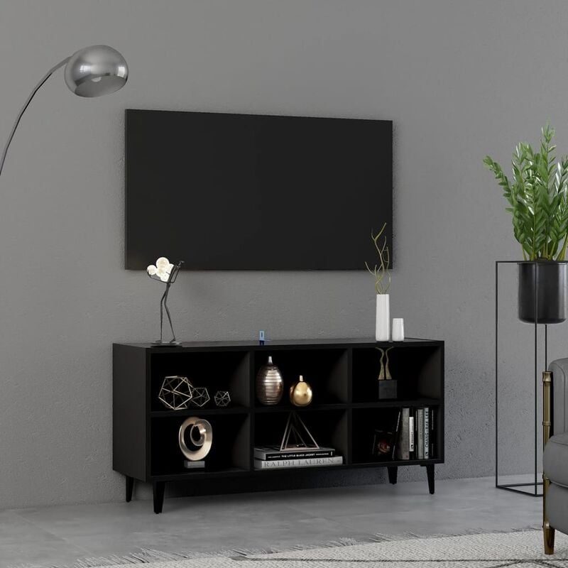 

Mueble de TV con patas de metal negro 103,5x30x50 cm - Negro - Youthup