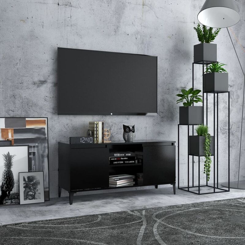 

Mueble de TV con patas de metal negro 103,5x35x50 cm - Negro - Youthup