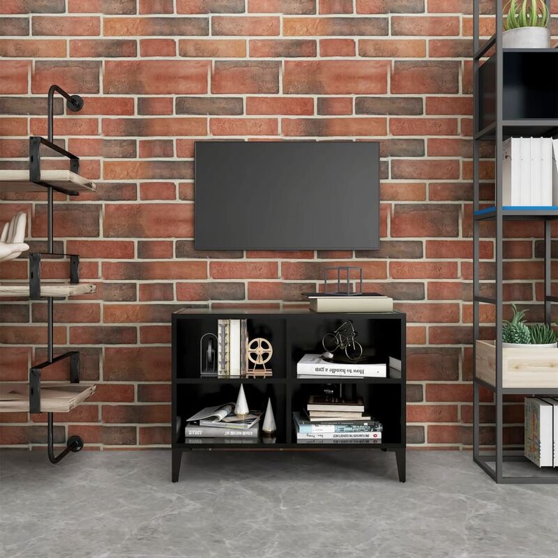 

Mueble de TV con patas de metal negro 69,5x30x50 cm - Negro - Youthup