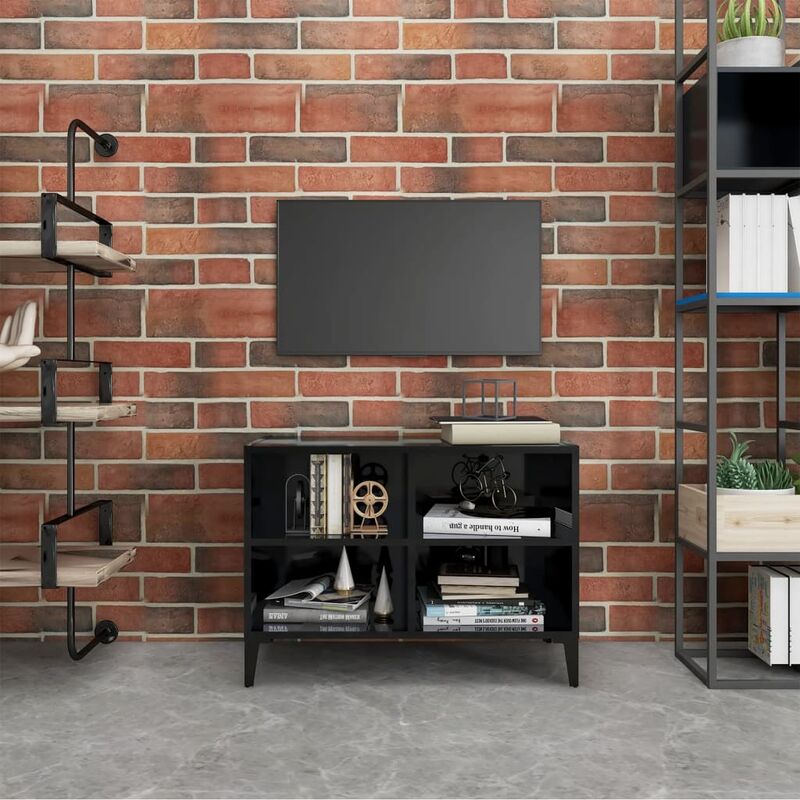 

Mueble de TV con patas de metal negro brillante 69,5x30x50 cm - Negro - Youthup