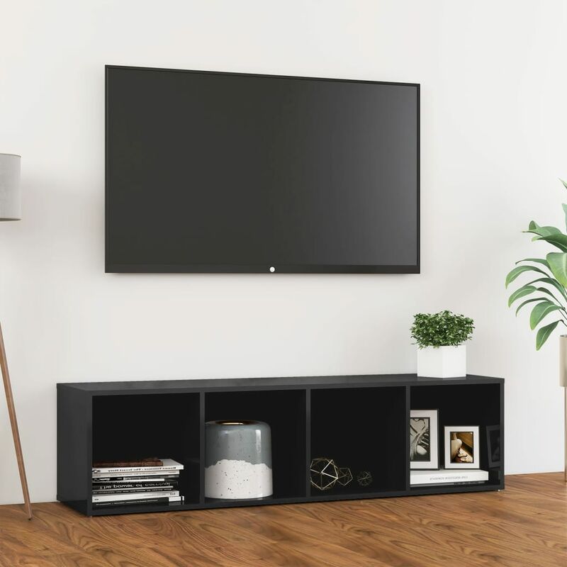 

Mueble de TV de aglomerado gris brillante 142,5x35x36,5 cm - Gris - Youthup