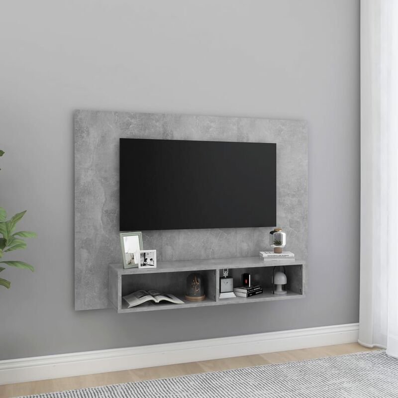 

Mueble de TV de pared aglomerado gris hormigón 120x23,5x90 cm - Gris - Youthup