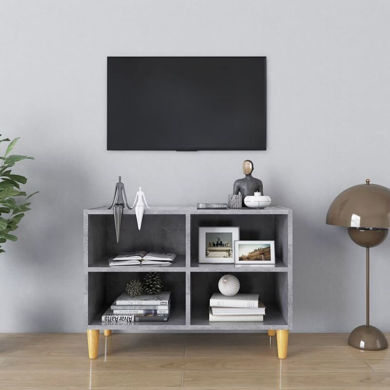 

Mueble de TV patas madera maciza gris hormigón 69,5x30x50 cm - Gris - Youthup