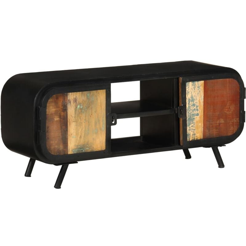 

Mueble para la TV madera maciza reciclada 110x30x45 cm - Negro - Youthup