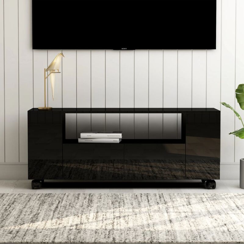 

Mueble para TV aglomerado negro brillante 120x35x43 cm - Negro - Youthup