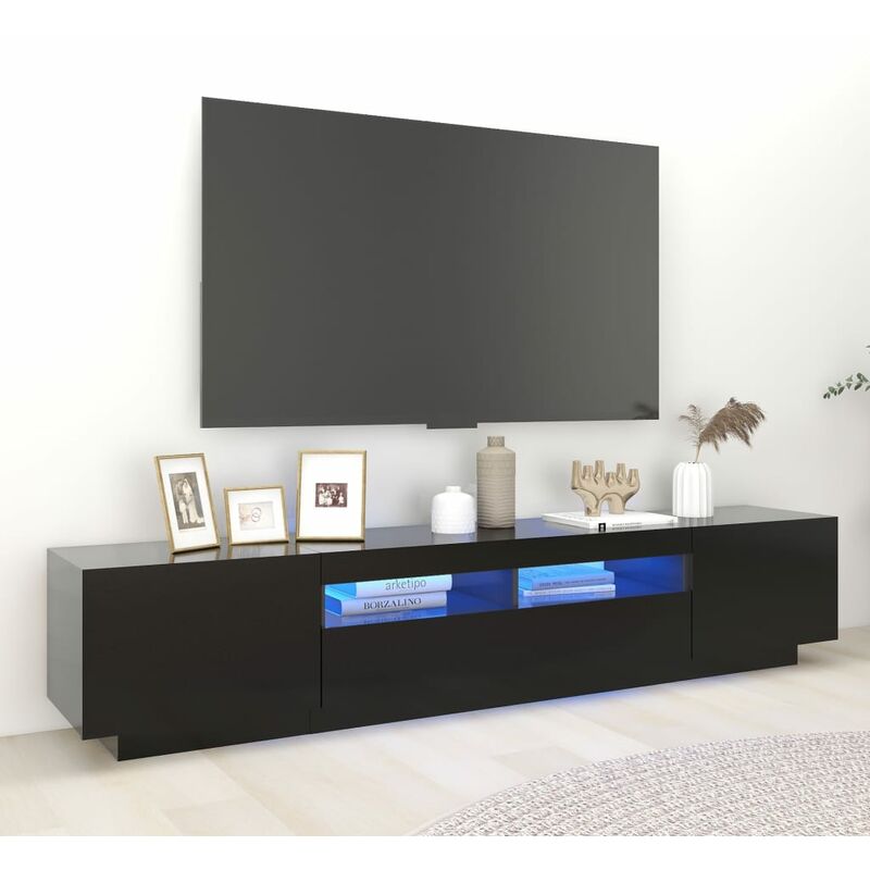 

Mueble para TV con luces LED negro 200x35x40 cm - Negro - Youthup