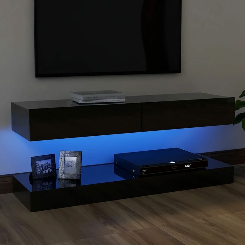 

YOUTHUP Mueble para TV con luces LED negro brillante 120x35 cm - Negro