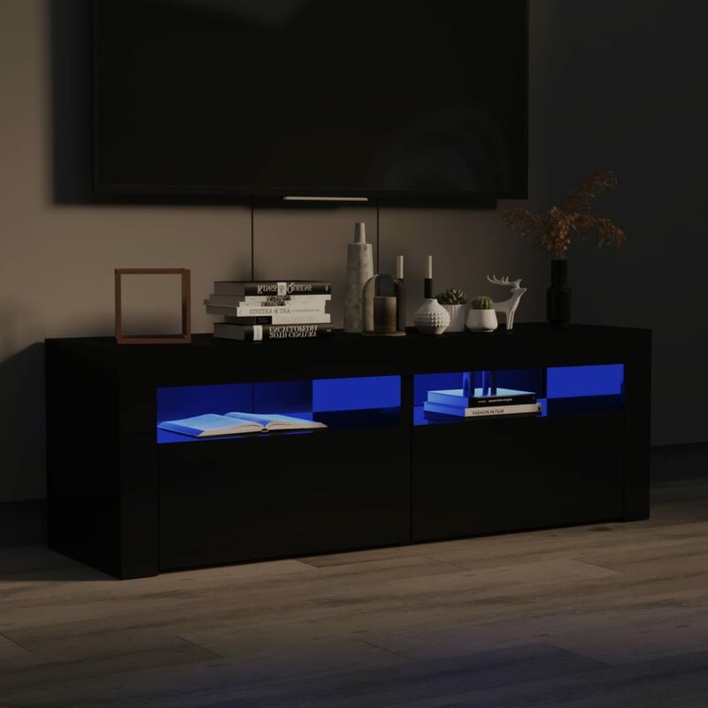 

Youthup - Mueble para TV con luces LED negro brillante 120x35x40 cm - Negro