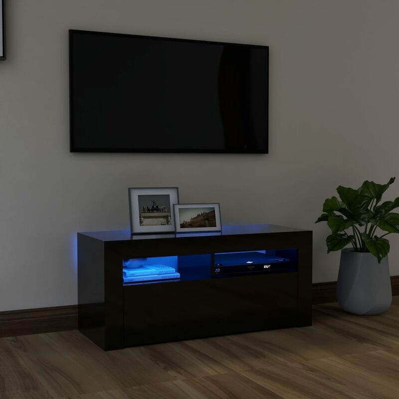 

Mueble para TV con luces LED negro brillante 90x35x40 cm - Negro - Youthup