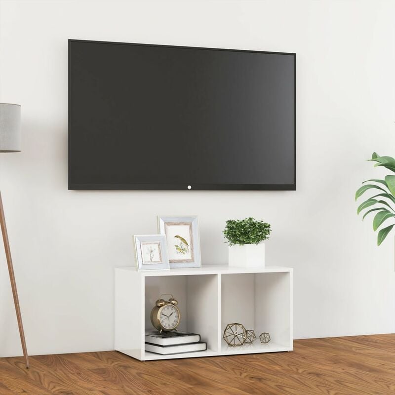 

Mueble para TV de aglomerado blanco brillante 72x35x36,5 cm - Blanco - Youthup