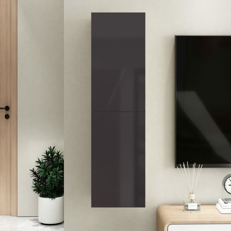 

Mueble para TV de aglomerado gris brillante 30,5x30x110 cm - Gris - Youthup
