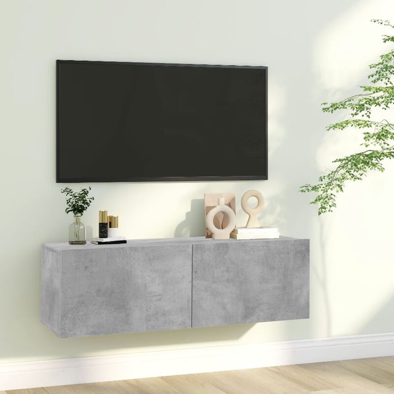 

Mueble para TV de aglomerado gris hormigón 100x30x30 cm - Gris - Youthup