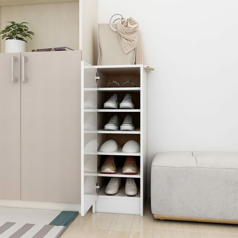 

Mueble zapatero de aglomerado blanco con brillo 32x35x92 cm - Blanco - Youthup