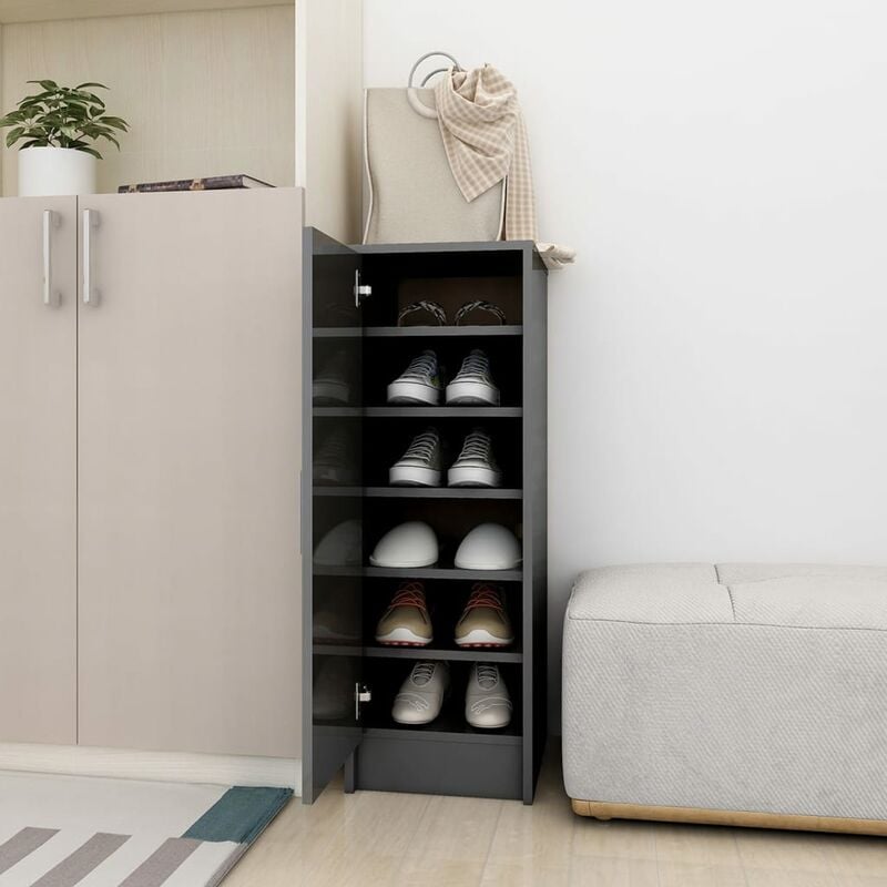 

Mueble zapatero de aglomerado gris con brillo 32x35x92 cm - Gris - Youthup
