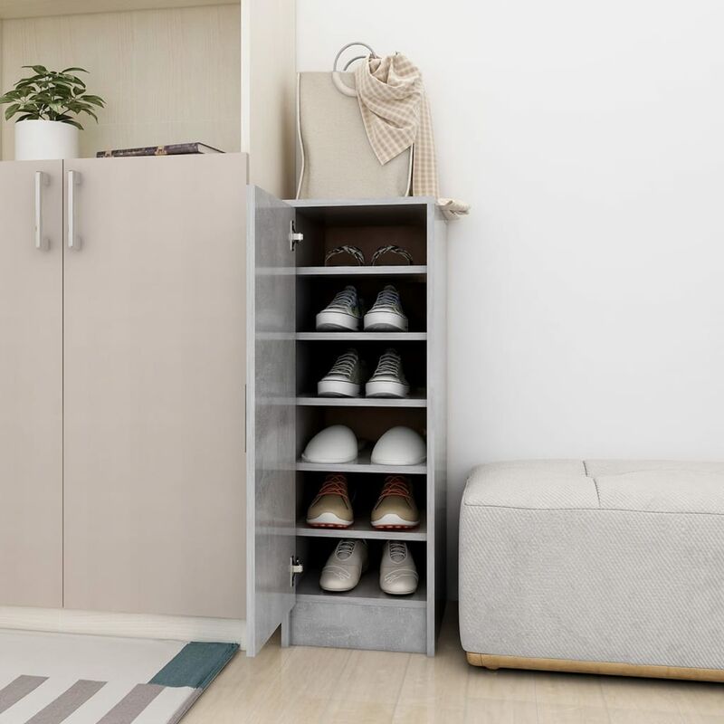 

Mueble zapatero de aglomerado gris hormigón 32x35x92 cm - Gris - Youthup