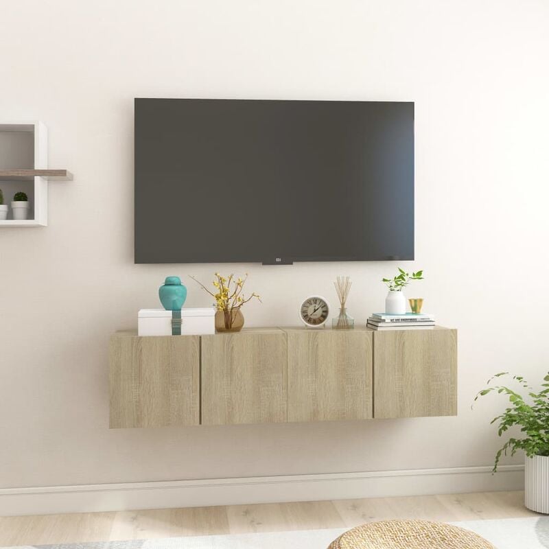 

Muebles colgantes de TV 2 uds color roble Sonoma 60x30x30 cm - Marrón - Youthup