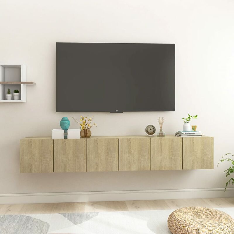 

Muebles colgantes de TV 3 uds color roble Sonoma 60x30x30 cm - Marrón - Youthup