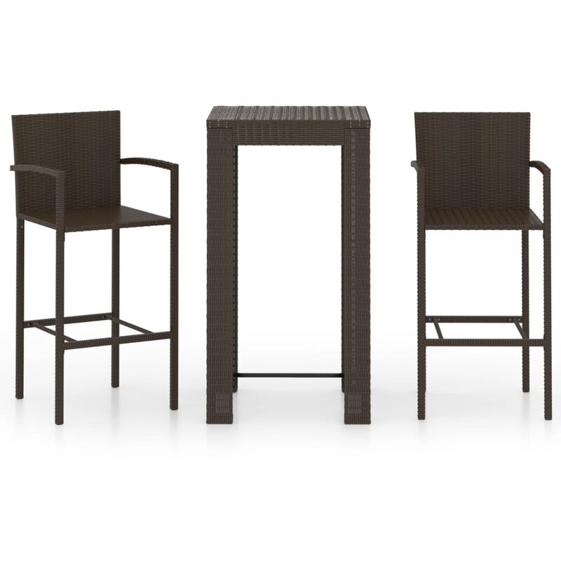 

Muebles de bar de jardín 3 pzas ratán PE reposabrazos marrón - Marrón - Youthup