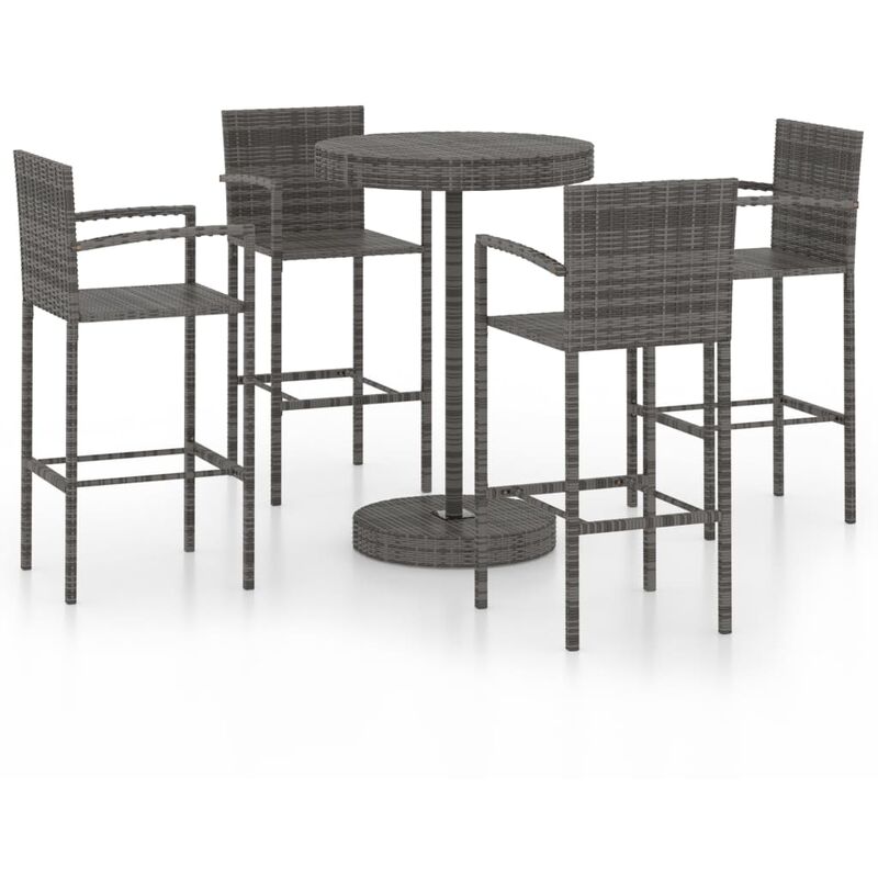

Muebles de bar de jardín 5 piezas ratán sintético gris - Gris - Youthup