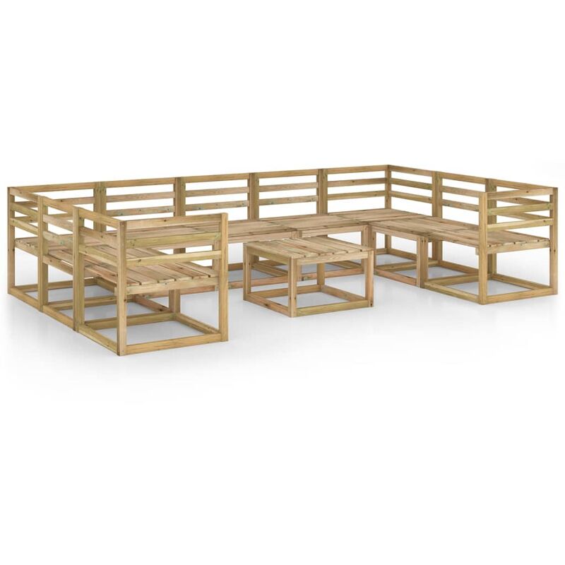 

Muebles de jardín 10 piezas verde madera impregnada gris - Marrón - Youthup