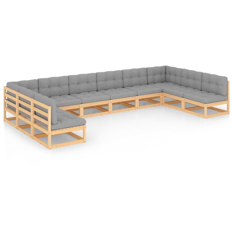 

YOUTHUP Muebles de jardín 10 pzas con cojines de madera de pino maciza - Marrón