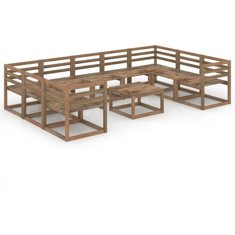 

Muebles de jardín 10 pzas marrón madera de pino impregnada - Marrón - Youthup