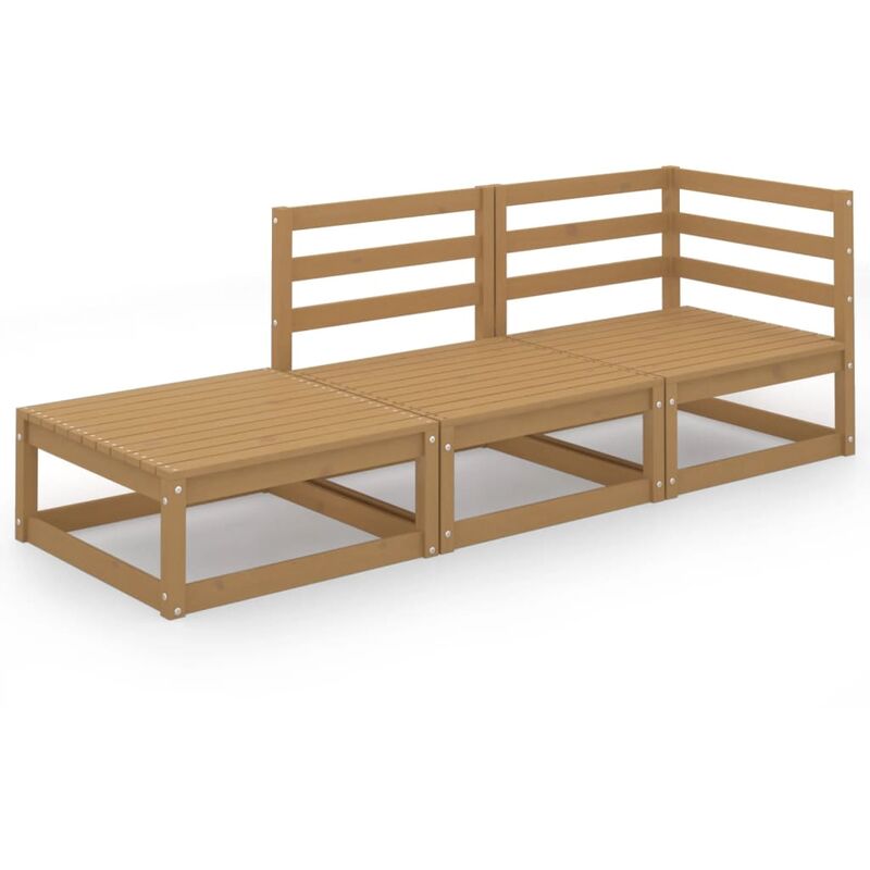 

Muebles de jardín 3 piezas marrón miel madera maciza de pino - Marrón - Youthup