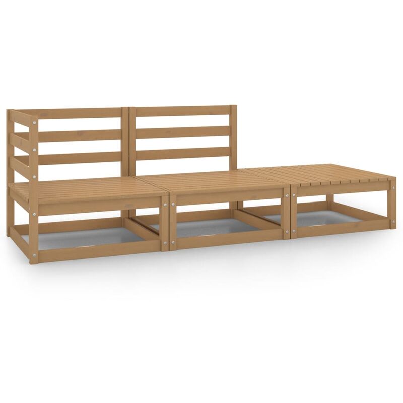

Muebles de jardín 3 piezas marrón miel madera maciza de pino - Marrón - Youthup