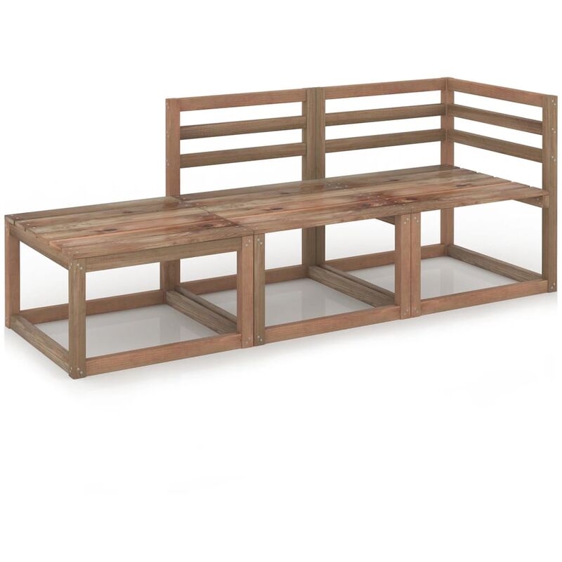 

Muebles de jardín 3 pzas cojines madera pino impregnada marrón - Marrón - Youthup