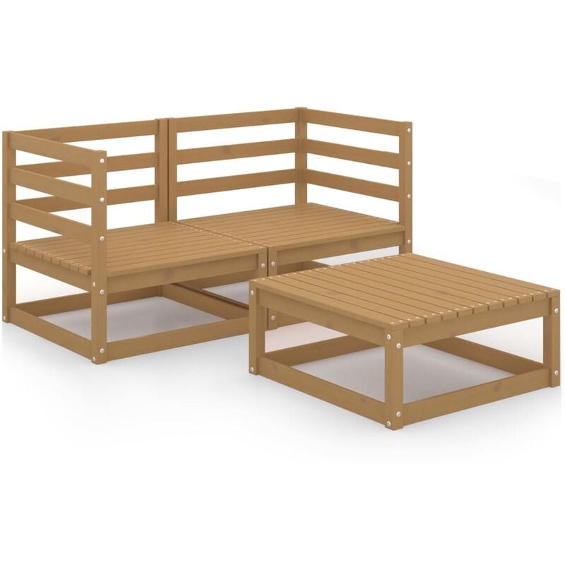 

YOUTHUP Muebles de jardín 3 pzas y cojines marrón miel madera pino - Marrón