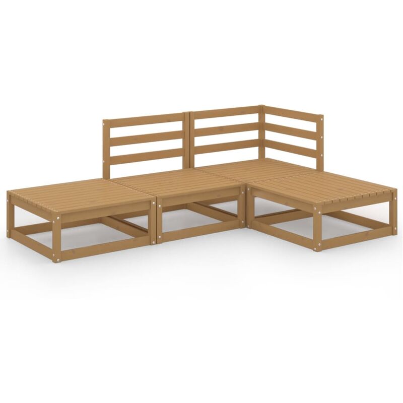 

Muebles de jardín 4 piezas marrón miel madera maciza de pino - Marrón - Youthup