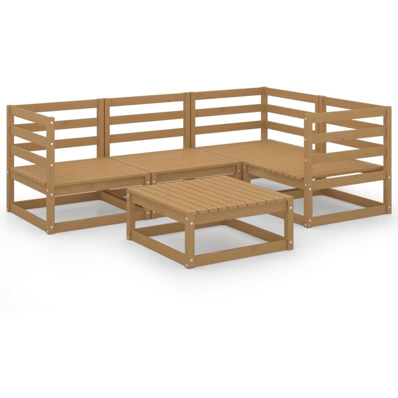 

YOUTHUP Muebles de jardín 5 piezas marrón miel madera maciza de pino - Marrón