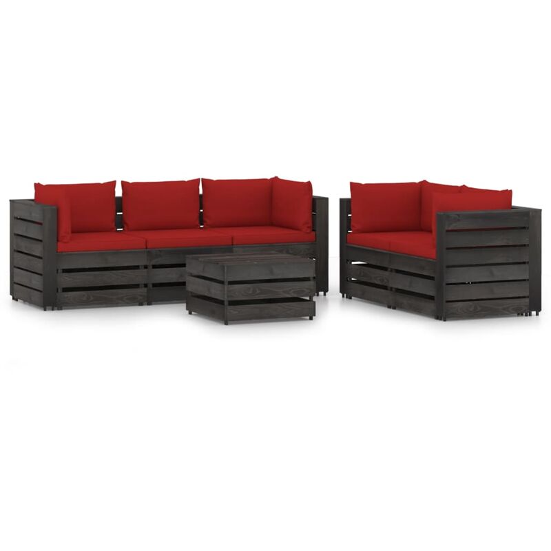 

YOUTHUP Muebles de jardín 6 piezas con cojines madera impregnada gris